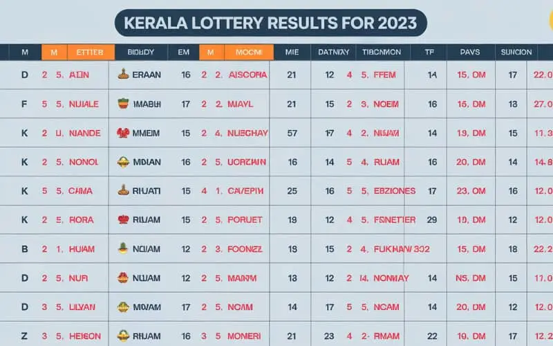 a to z kerala lottery chart 2023